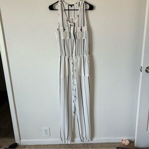 NWT Iris Monochrome Striped Button Women’s Large Jumpsuit
